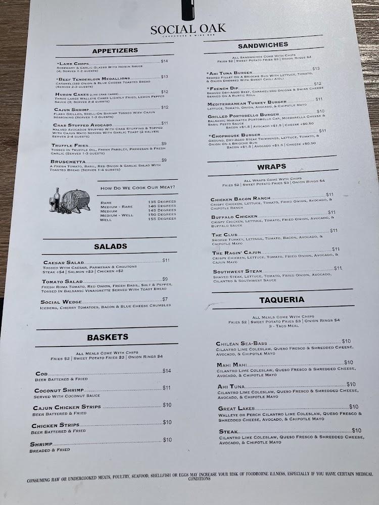 Social Oak Chophouse & Wine Bar Menu image 4